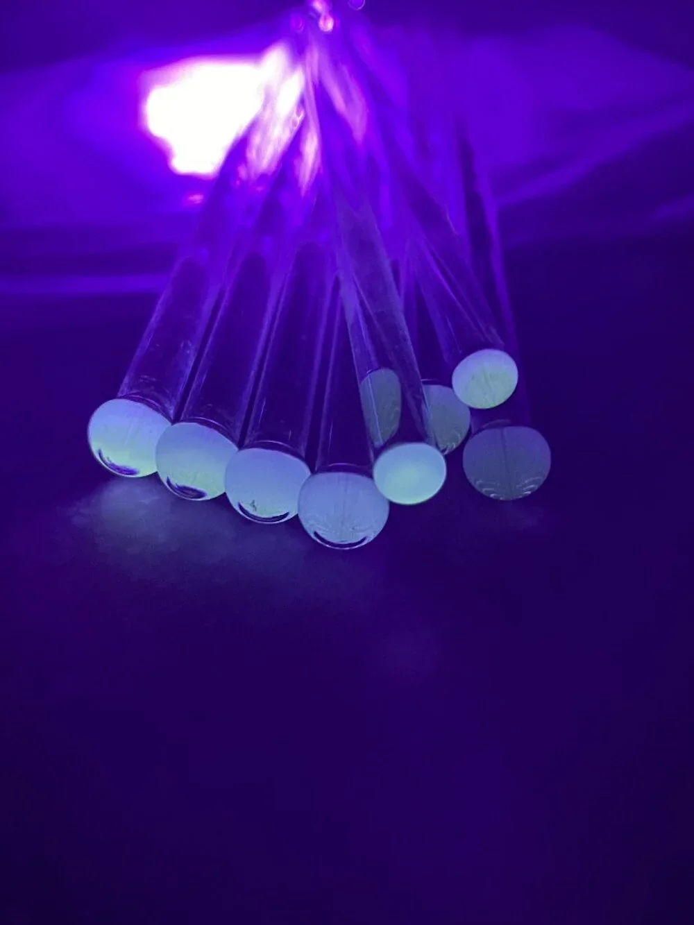[8] Vintage Clear Glass Cocktail Stir Sticks Stirring Rods Glows Manganese MCM